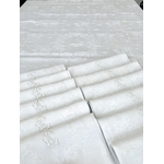 linge-ancien-nappe-servicettes-lin-service-de-table-monogramme-lc-antiquite-brocante-diners-de-fetes-ceremonie-banquet