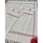 linge-ancien-serviettes-de-toilette-invite-visage-essuies-main-coton-liteaux-rouges-bleus-brocante