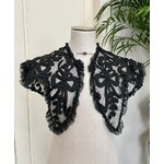 col ancien couvre epaule tulle voile de soie noir soutache epoque napoleon 3 xixe costume linge ancien antiquite