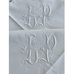 paire-de-taies-doreiller-fil-de-lin-brode-main-linge-de-lit-ancien-antiquite-brocante-trousseau-mariage-monogramme-lp-blanc