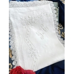 Paire de taies d'oreiller marquées CM - Piqué de coton gaufré