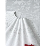 service-de-table-en-lin-damasse-chasse-a-courre-oiseaux-gibier-chasseur-linge-ancien-art-de-la-table-antiquite