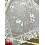 dessus de berceau tulle rebrode application coton dentelle bebe layette linge ancien antiquite brocante