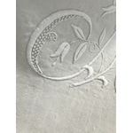 Grand Drap Ancien En Lin Du XIXe - Broderie Main Monogramme CF - TBE 312x226 Cm