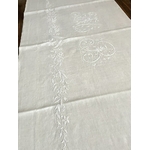 Drap ancien en lin broderie JB