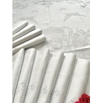 Grande Nappe Blanche 285x145 Cm + 12 Serviettes Assorties 45x45 Cm - 100% Coton France