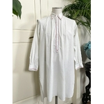 chemise de nuit ancienne homme liquette coton percale rouge et blanc