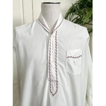 liquette-grand-pere-chemise-de-nuit-retroi-pyjama-homme-feston-poche-monogramme-coton-blanc-rouge-antiquite-linge-ancien