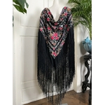 châle-de-piano-en-soie-brode-main-retour-des-indes-noir-rouge-rose-franges-linge-ancien-vetement-mode-antiquite-brocante