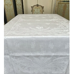 ANCIENNE NAPPE BLANCHE damassée en lin brodée H F 236 x 135 EUR 58 ANCIENNE NAPPE BLANCHE damassée en lin brodée H F 236 x 135 EUR 58