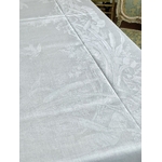 nappe-damas-de-lin-ancienne-linge-ancien-art-de-la-table-decor-floral-jonc-papillons-oiseaux-antiquite-brocante