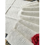 linge ancien serviettes de table en lin broderie blanche monogramme h d trousseau repas fetes diner antiquite brocante shabby chic