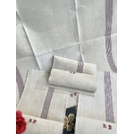 torchons-essuies-mains-en-lin-monogramme-brode-fil-rouge-point-de-croix-linge-ancien-rayures-rouges-bleues-antiquité-brocante-vintage-cuisine-office-