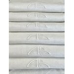 serie-serviettes-de-table-linge-ancien-brode-main-decor-damier-carreau-monogramme-initiales-chiffre-trousseau-de-mariage-antiquite-brocante