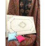 chale-laine-cachemire-ancien-coffret-boite-monogramme-antiquite-brocante