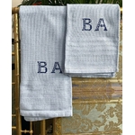linge-ancien-serviettes-de-toilette-nid-d-abeille-monogramme-initiales-b-a-bleu-layette-vintage-1950-1960-brocante