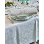 linge ancien service de table decor chasse a courre cerfs gibier brocard chevreuil venerie veneurs antiquite brocante lin damasse