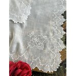 mouchoir de mariage ancien linon brode main couronne comtale batiste feston initiales 1880 linge ancien antiquite brocante