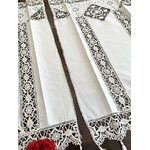 Paire de petits rideaux brise vue coton dentelle aux fuseaux