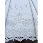 Drap ancien monogramme A-M linge ancien antiquités brocante