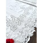 Drap ancien en fil de lin avec broderie Richelieu antiquités