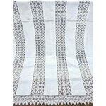 Dessus de lit en piqué de coton blanc et dentelle Linge ancien