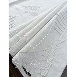 Ancien drap en lin monogramme MR jour Richelieu