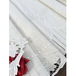 Drap ancien en lin initiales MR broderie