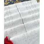 Serviettes de tables anciennes lin damasse initiales MM