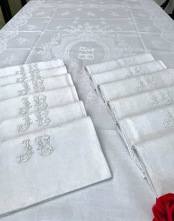 Lot De 5 Serviettes De Table Anciennes Monogrammées – Linge De Maison Ancien
