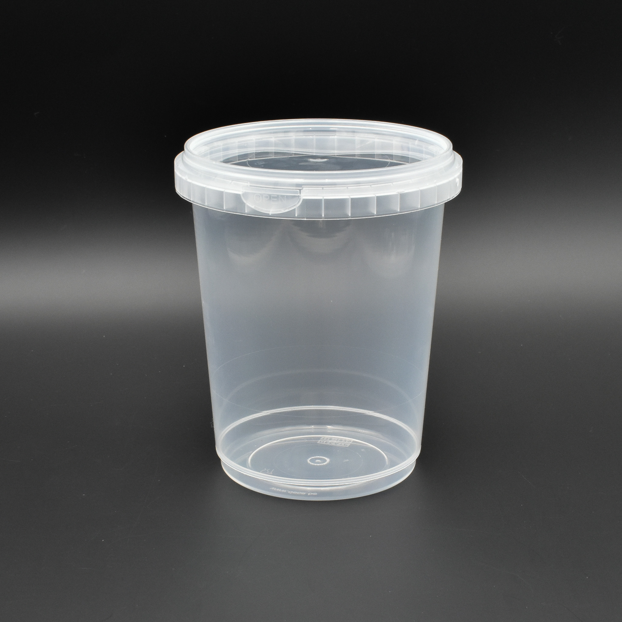 Pot plastique rond transparent 1025ml avec couvercle - Pots