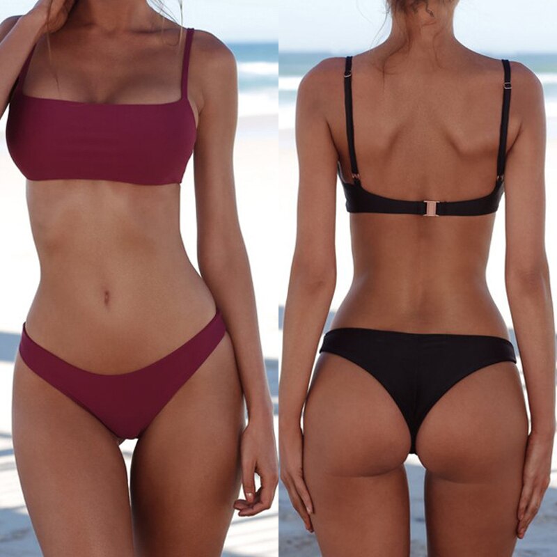 Maillot-de-bain-Bikini-soutien-gorge-Push-Up-rembourr-culotte-String-G-sous-v-tements-de