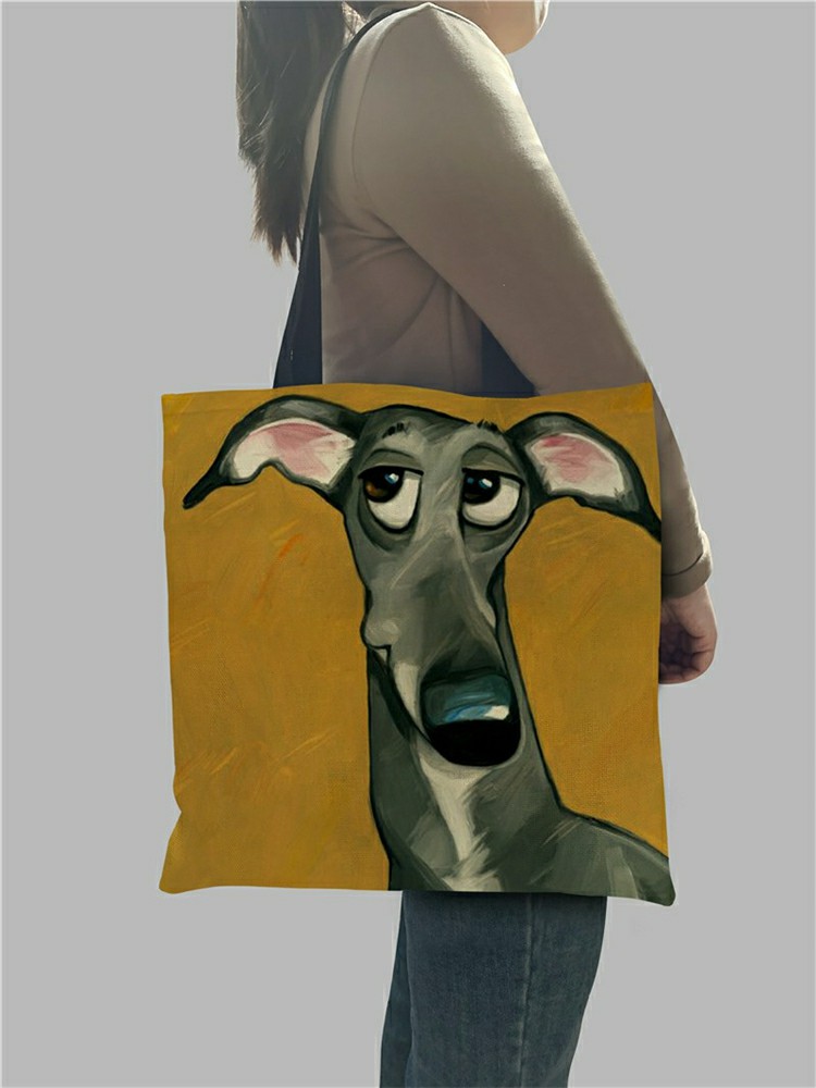 Sacs-main-en-tissu-imprim-chien-gris-pour-femmes-fourre-tout-de-Shopping-personnalis-sacs-de