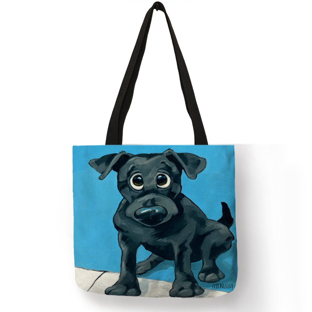 Sacs-main-en-tissu-imprim-chien-gris-pour-femmes-fourre-tout-de-Shopping-personnalis-sacs-de