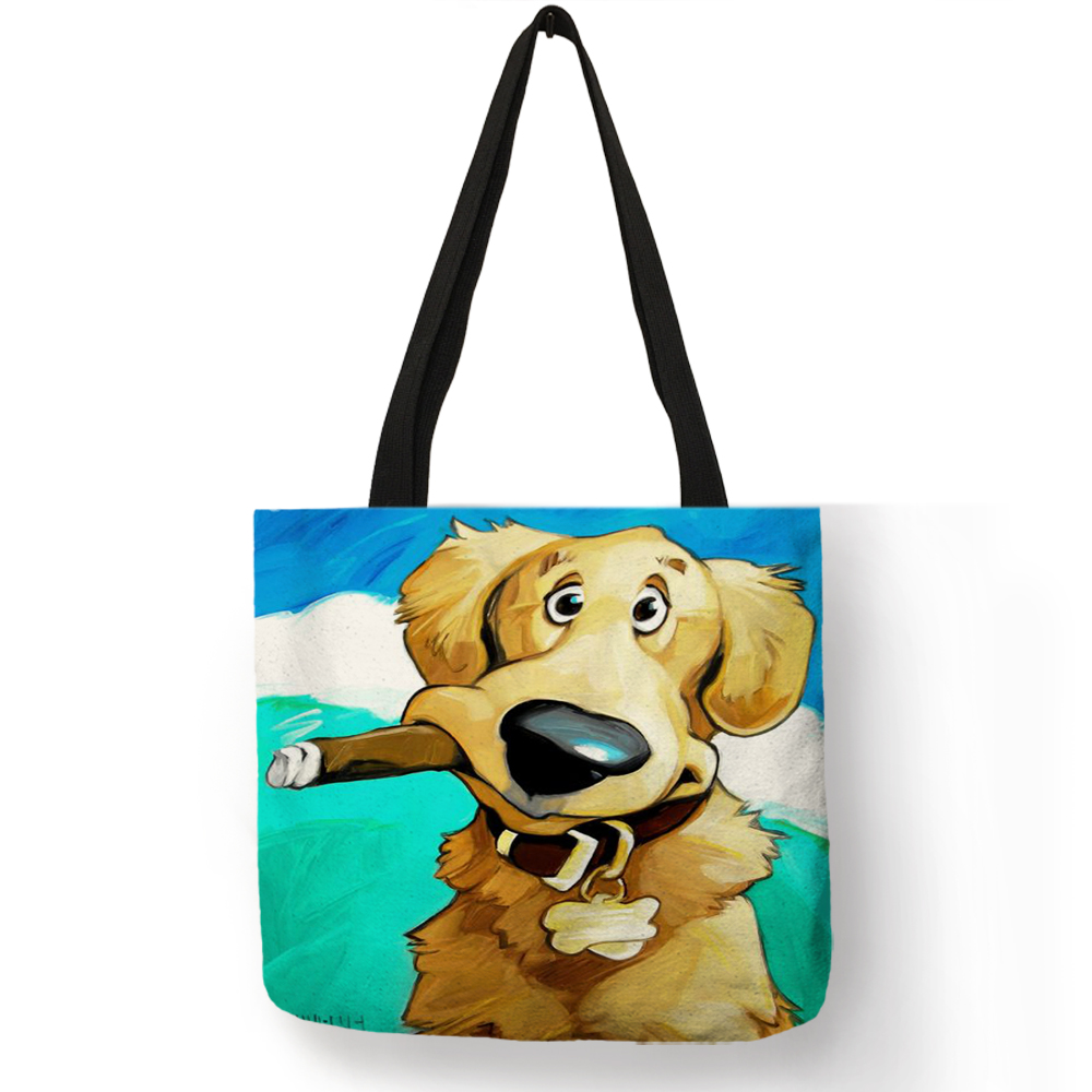 Sacs-main-en-tissu-imprim-chien-gris-pour-femmes-fourre-tout-de-Shopping-personnalis-sacs-de