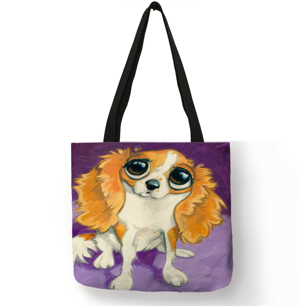 Sacs-main-en-tissu-imprim-chien-gris-pour-femmes-fourre-tout-de-Shopping-personnalis-sacs-de