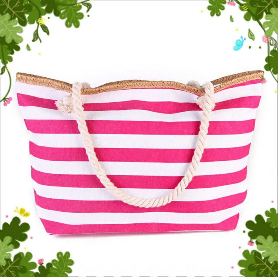 Sac-fourre-tout-en-toile-Extra-Large-sac-de-plage-voyage-pique-nique-Navi-rayures-blanches