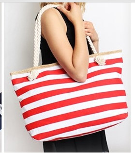 Sac-fourre-tout-en-toile-Extra-Large-sac-de-plage-voyage-pique-nique-Navi-rayures-blanches