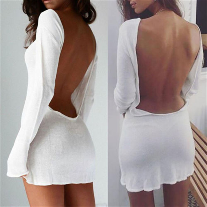 Mini-robe-de-plage-en-maille-blanche-Sexy-dos-nu-transparente-v-tements-pour-femmes
