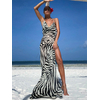 Robe-de-plage-longue-motif-z-bre-bretelles-Spaghetti-fendue-sur-le-c-t-dos-ouvert