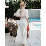 Robe-de-Plage-blanche-d-tail-Crochet-style-Boho-longue-tunique-par-os-Cover-Up-pour