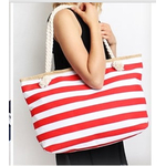 Sac-fourre-tout-en-toile-Extra-Large-sac-de-plage-voyage-pique-nique-Navi-rayures-blanches
