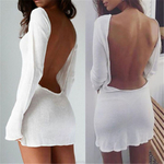 Mini-robe-de-plage-en-maille-blanche-Sexy-dos-nu-transparente-v-tements-pour-femmes