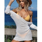 Mini-robe-de-plage-en-maille-blanche-Sexy-dos-nu-transparente-v-tements-pour-femmes