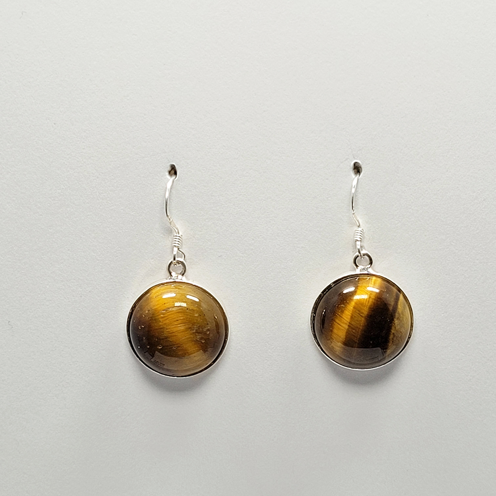 Boucles d\'oreilles en Oeil de tigre et argent 915