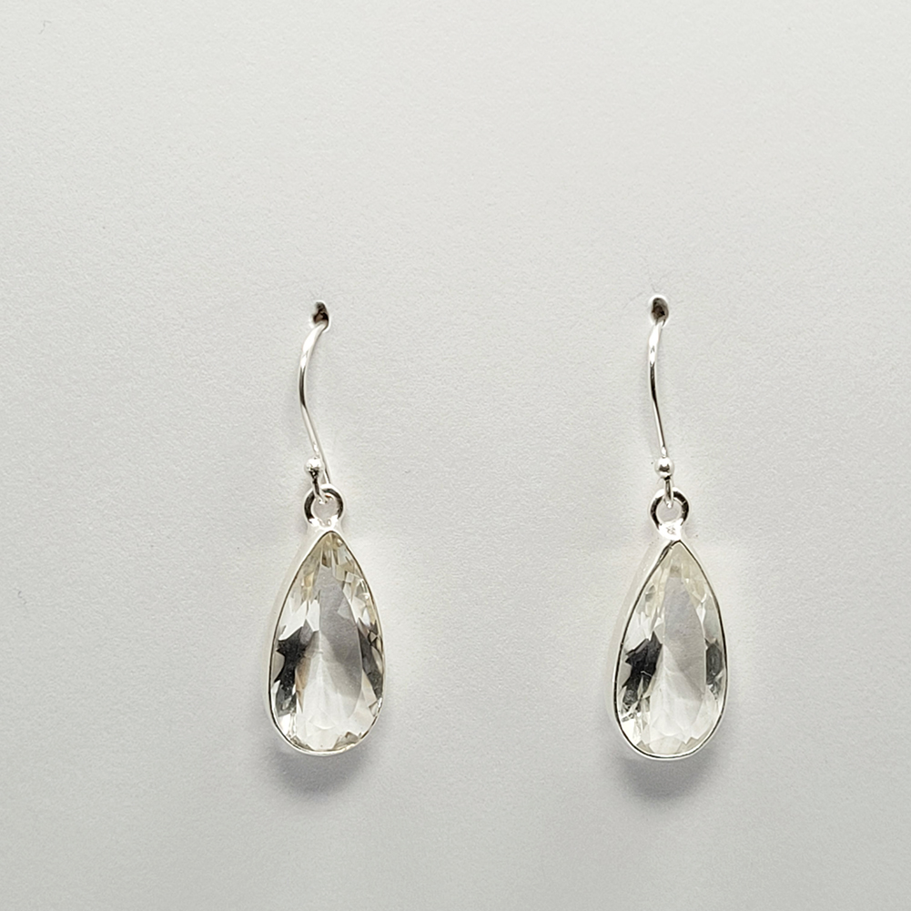 Boucles d\'oreilles en Cristal de roche et argent 915