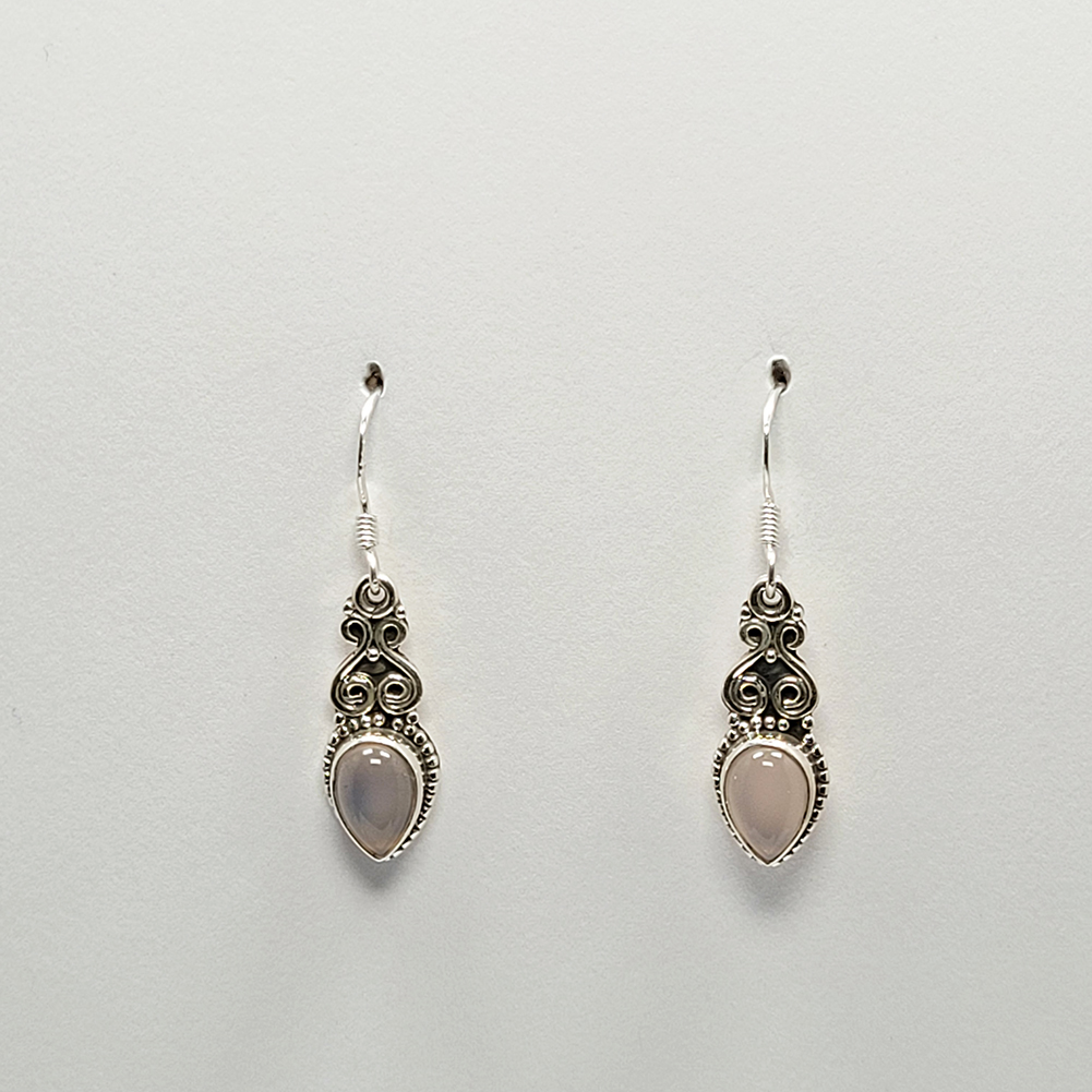 Boucles d\'oreilles en Quartz rose et argent 915