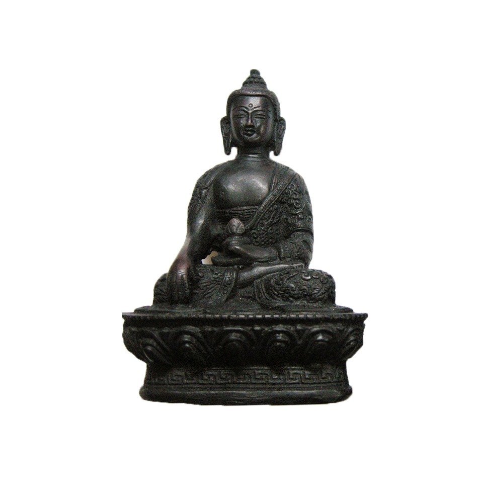 Bouddha méditation 17cm en résine noir