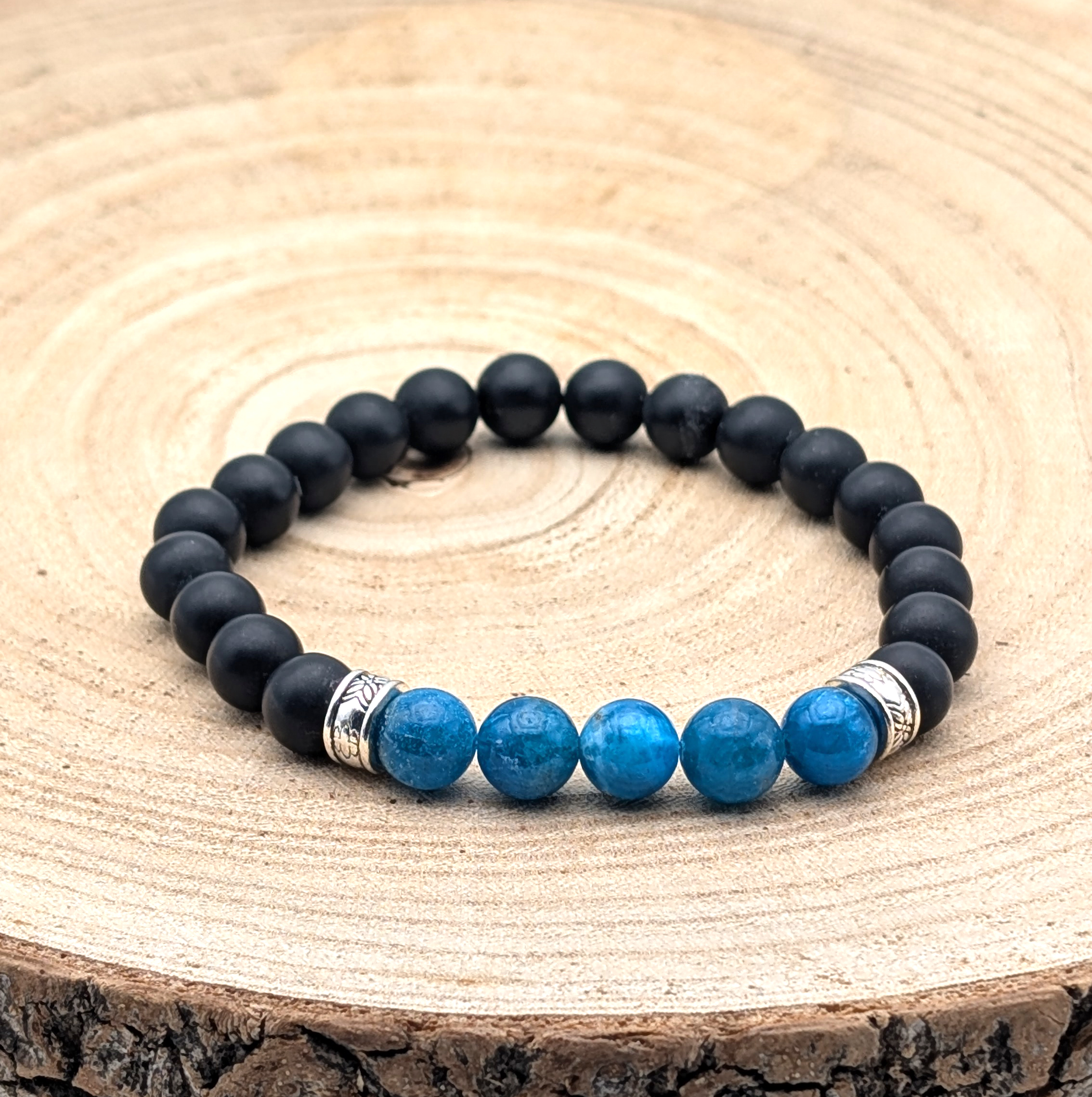 Bracelet APATITE / ONYX GIVRÉ