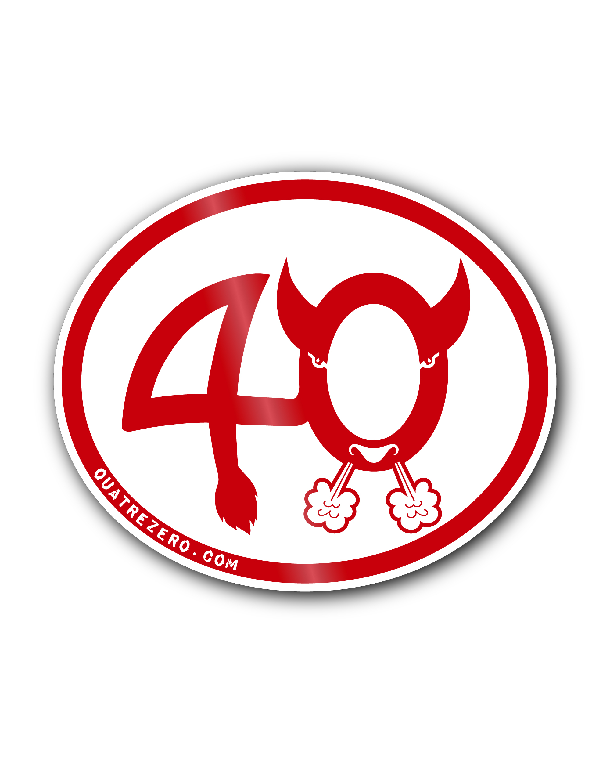 Autocollant 40 QuatreZero Ovale Rouge Piment